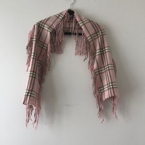 New vintage Burberry classic checkered plaid cashmere fringe detail preppy scarf
